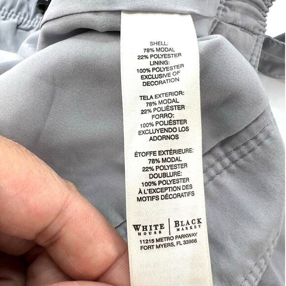 NEW WHITE HOUSE BLACK MARKET GRAY LINED Belted Silver Accents MODAL SKIRT 14 - Picture 7 of 11